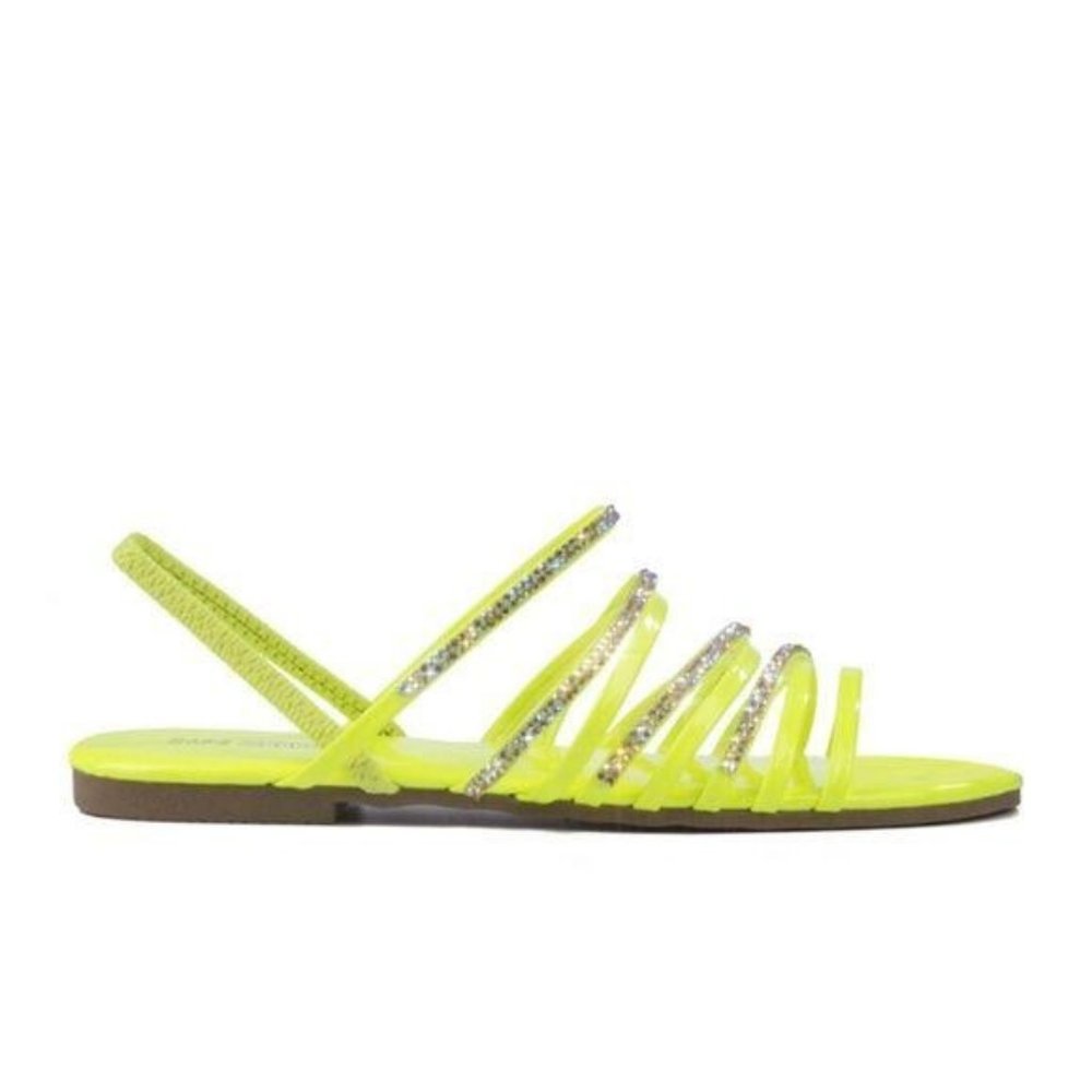 Neon Yellow Embellished Slingback Sandal - Picture 3 of 5